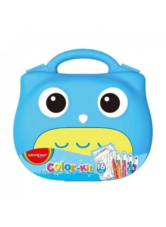 كيرود شنطة الوان مائية وشمعية مع اوراق رسومات للتلوين كيرود ازرق - Image 1