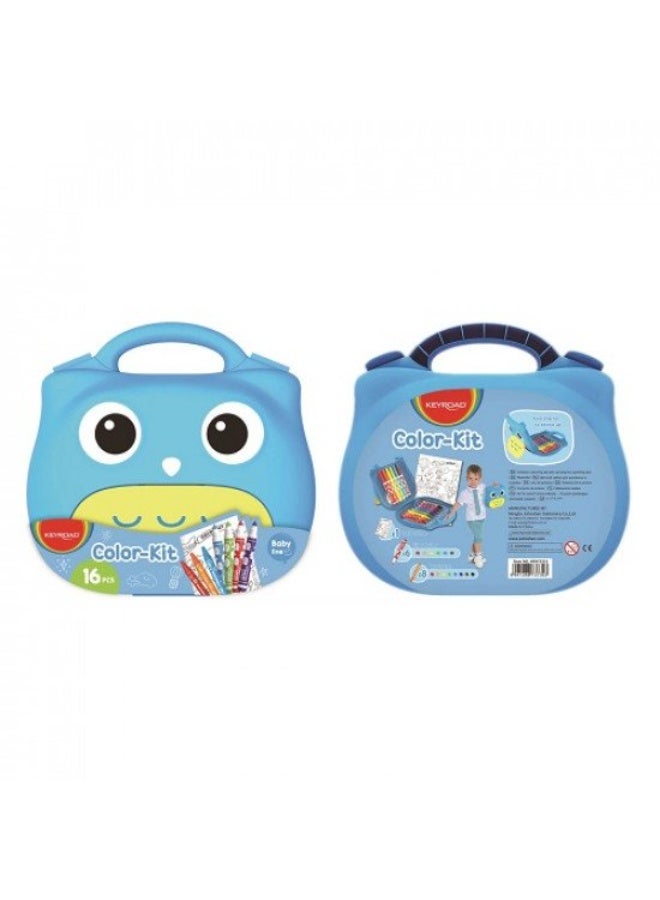 كيرود شنطة الوان مائية وشمعية مع اوراق رسومات للتلوين كيرود ازرق - Image 3