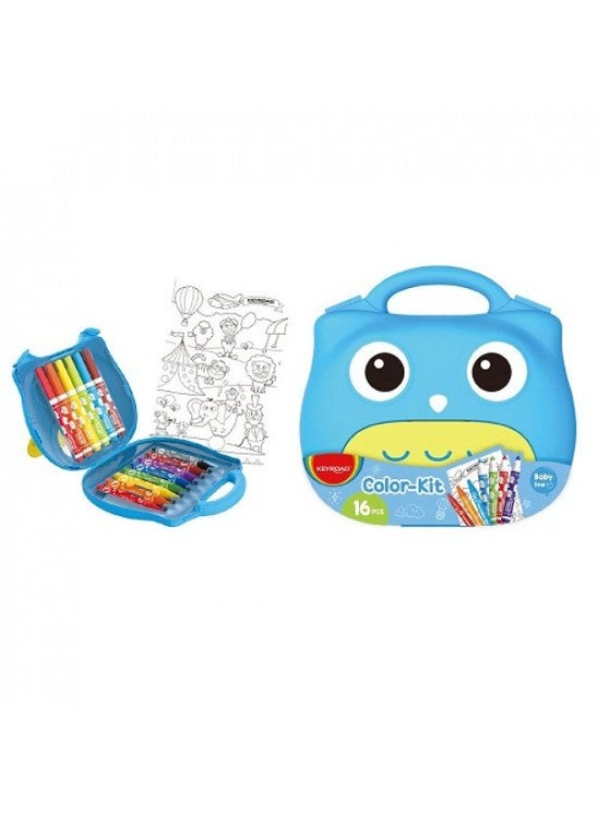 كيرود شنطة الوان مائية وشمعية مع اوراق رسومات للتلوين كيرود ازرق - Image 5
