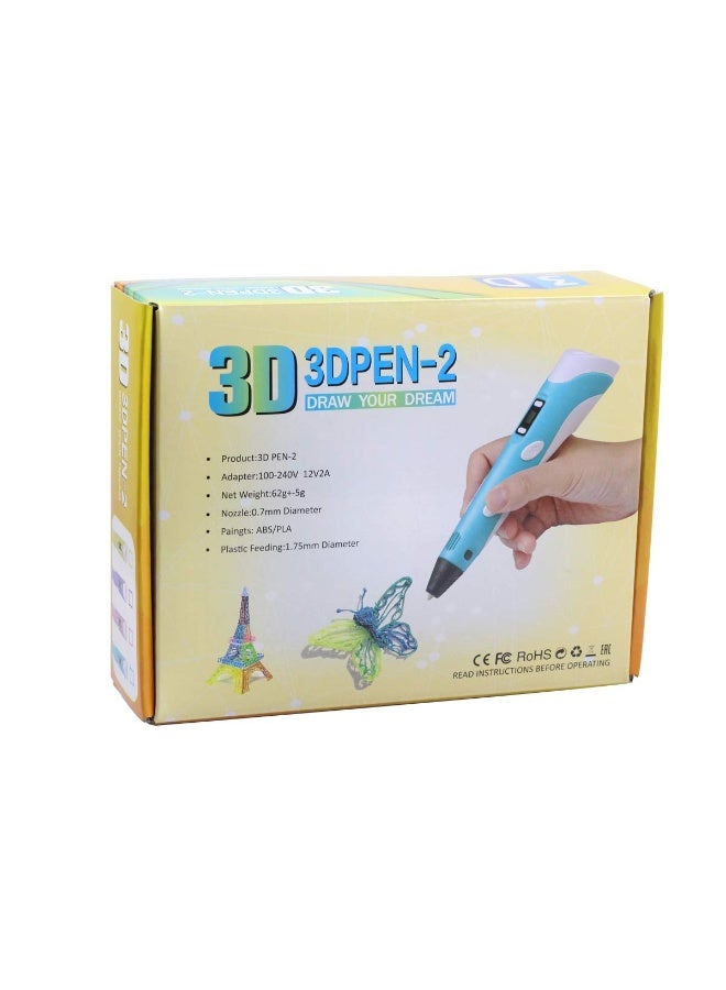 3D Printing Pen with Display, Includes 3 Starter PLA Filaments, Stencil Book, and Charger - Image 3
