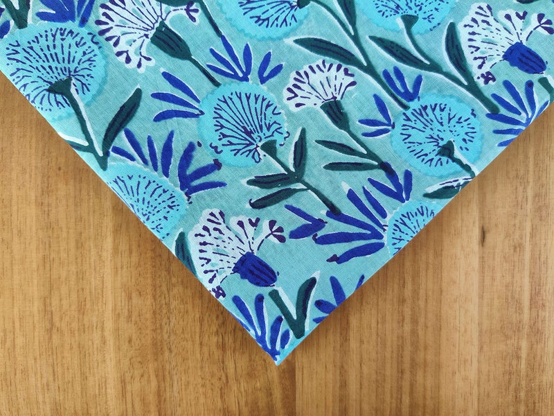 AVKA Studio Hand Block Print Fabric by The Yard - PRECUT 1 Yard 42 Inch Width - 100% Cotton Material - Light Green & Pink Floral Pattern - Light Weight Indian Cloth for Making Summer Dress Tops etc - Image 3