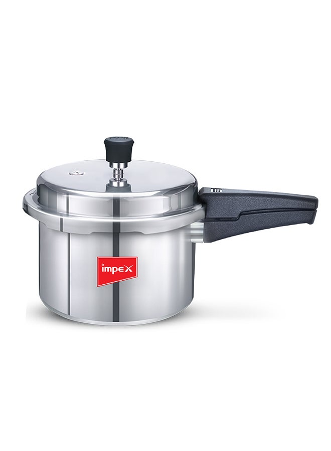 Impex 3 Litres Pressure Cooker with Outer Lid | Virgin Aluminium | Gas Stove Compatible | Quick and even heating | Lead-Free Safety Valve | For healthy cooking Silver 3Liters - Image 1