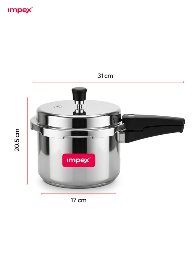 Impex 3 Litre Aluminium Pressure Cooker, Superior Virgin Aluminium, Food Grade Gasket, Lead-Free Safety Valve, Pressure Regulator, Gasket Release System, 5 Year Warranty - NORMA 3 silver 3Liters - Image 5