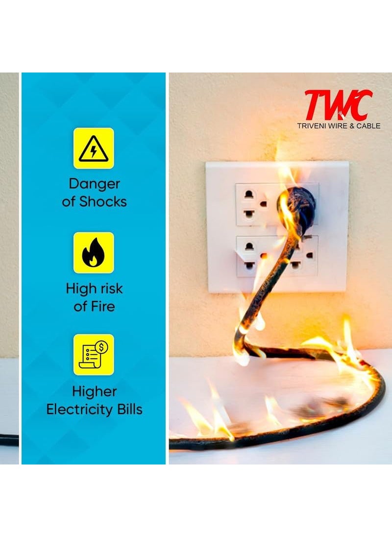 TWC TWC Active Single Core Electrical Wire Black 45 Meter 10 SQMM PVC electrical insulated copper wire Cable for Domestic Industrial Connection purpose Flame Resistant  - Image 4
