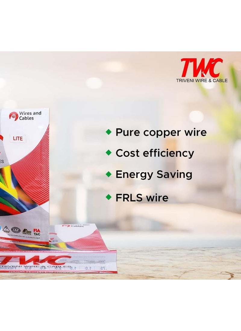 TWC TWC Active Single Core Electrical Wire Black 45 Meter 10 SQMM PVC electrical insulated copper wire Cable for Domestic Industrial Connection purpose Flame Resistant  - Image 5