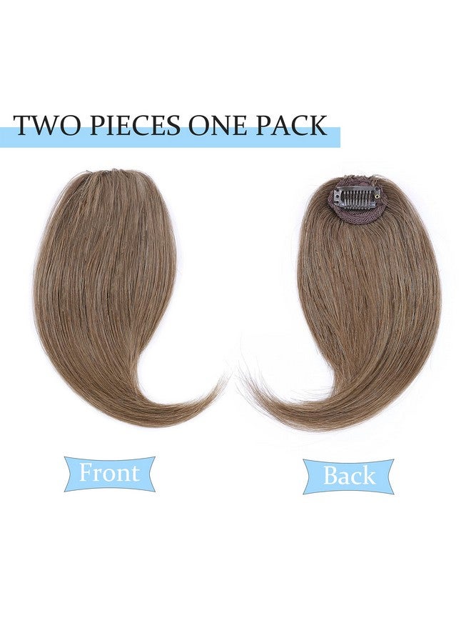 SEGO Side Bangs Clip In Bangs 100% Real Human Hair 10 Inch 2Pcs French Bangs Wave Fringe Swept Natural Look Hair Piece 15G/Pcs-Light Brown - Image 2