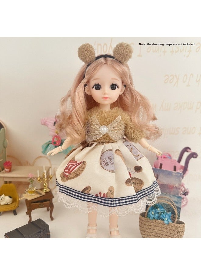 30cm Doll Two-dimensional Comic Face Doll Toy Birthday Gift Doll Barbie Toy-Color:Winter Winnie The Pooh-Height:30cm Whole Doll (packed In Bags) - Image 1
