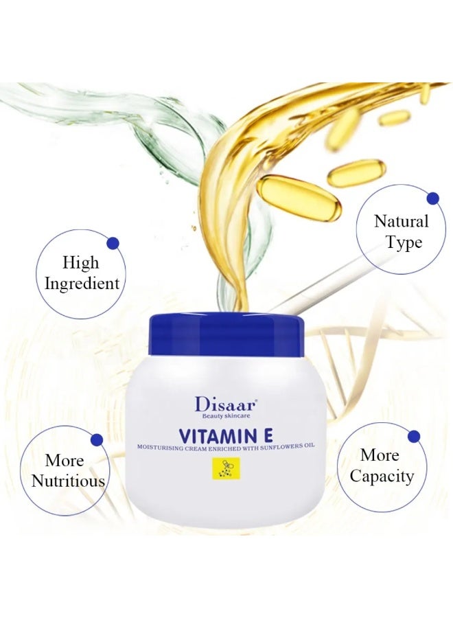 Disaar 250ml Vitamin E Moisturizing Cream Sunflower Oil Whitening Body Cream Hydrating Whole Body Smoothing Skin Care Reduces Wrinkles Fine Lines and Acne Best Night and Day Face Cream Face Cream - Image 4