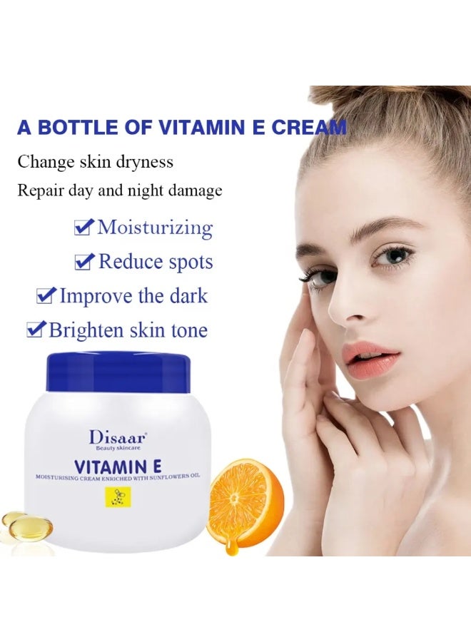 Disaar 250ml Vitamin E Moisturizing Cream Sunflower Oil Whitening Body Cream Hydrating Whole Body Smoothing Skin Care Reduces Wrinkles Fine Lines and Acne Best Night and Day Face Cream Face Cream - Image 2