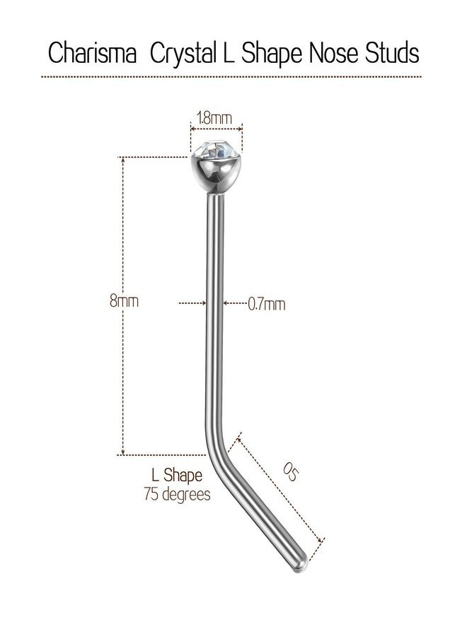 Charisma Small Nose Studs Stainless Steel Curved Nose Stud Bend L Shape Nose Ring Screw Piercing Jewelry Tiny Bone Studs for Women Men Hypoallergenic 20G (10pcs,Clear CZ, L-shape,1.8mm) - Image 4