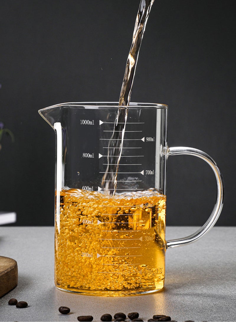 Transparent 1000Ml Glass Measuring Cup With Handle & Clear Measurement Marks – Ideal For Baking, Cooking & Precise Liquid Ingredients Measuring - Image 3