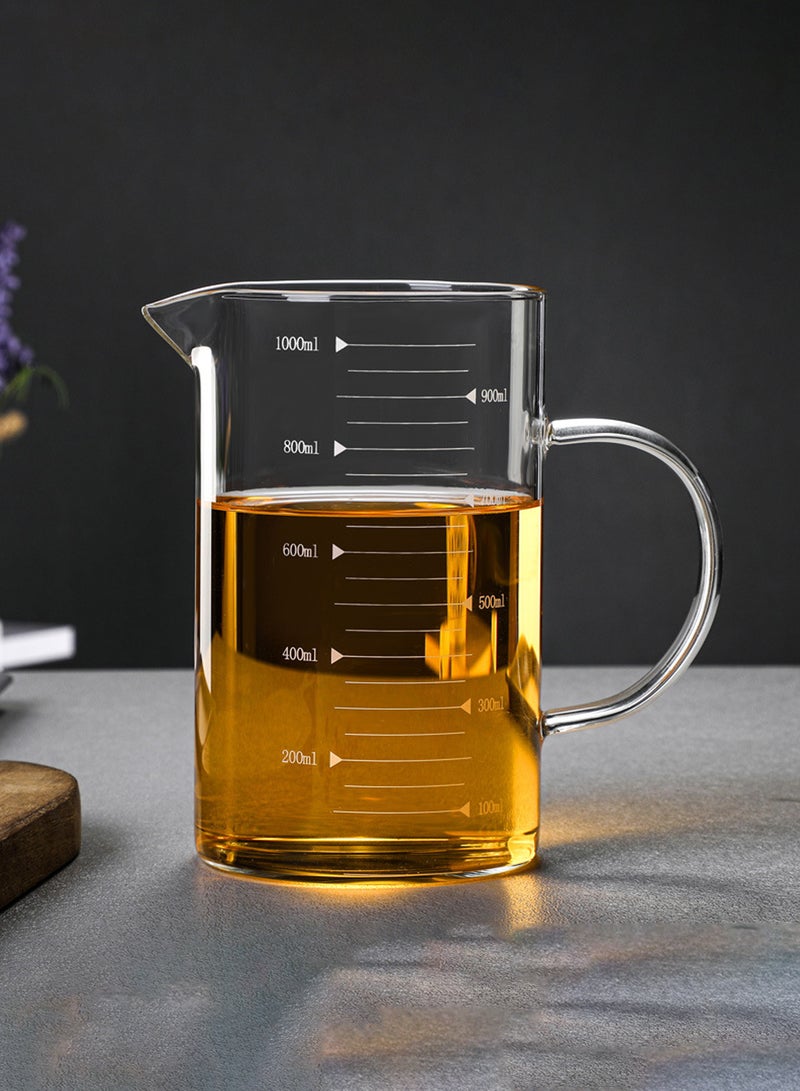 Transparent 1000Ml Glass Measuring Cup With Handle & Clear Measurement Marks – Ideal For Baking, Cooking & Precise Liquid Ingredients Measuring - Image 1