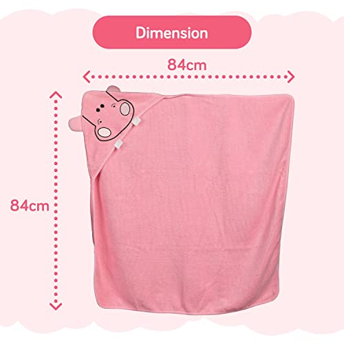 Luv Lap LuvLap Hooded Baby Bath Towel for New Born, Super Soft, Made with Super Soft and Highly Absorbent 100% Zero Twist Cotton, Can be Used for Baby Swaddling (Pink Hippo) - Image 5