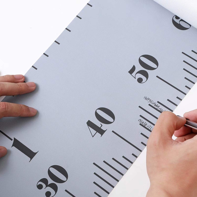 Smlper Growth Chart for Kids,Child Height Chart Ruler for Wall,White Grey Wood Frame Fabric Canvas Height Measurement Ruler for Kids Nursery Room,Removable Wall Decor 79"x7.9" - Image 4