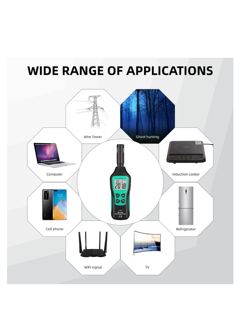 Excefore EMF Meter, Electromagnetic Radiation Detector, with Digital LCD EMF Detector and Indicator Lights, Ghost Hunting Equipment Radiation Detector, for Inspections Home, Office, Outdoor - Image 5