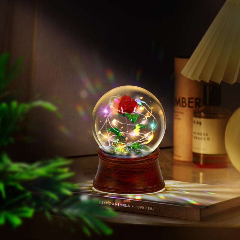 YT3 Studio Rose Snow Globe Music Box, Preserved Red Rose Flower Musical Snow Globes, LED Light Up Rose Snowglobe Water Globe Romantic Gift for Women Girls in Mother's Day, Anniversary, Christmas - Image 5