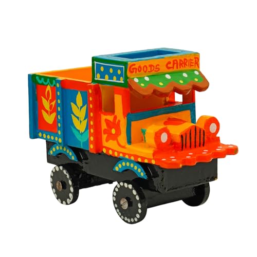Toolart® Wooden Hand-Painted Toy Truck for Kids | Colorful Desi Push and Pull Character Vehicle | No Battery Required | Eco-Friendly Traditional Indian Toy (Color May Vary) Small_Truck_01 - Image 4