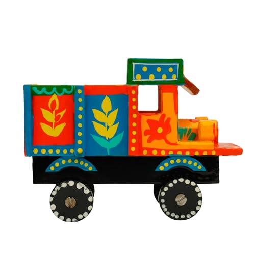Toolart® Wooden Hand-Painted Toy Truck for Kids | Colorful Desi Push and Pull Character Vehicle | No Battery Required | Eco-Friendly Traditional Indian Toy (Color May Vary) Small_Truck_01 - Image 5