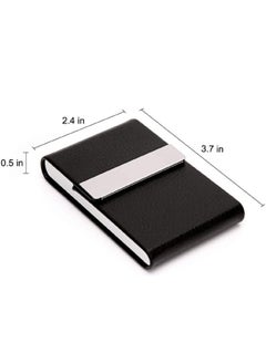 Generic Business Card Holder Case, Fashion Professional PU Leather Business Card Name Card Holder Slim Metal Pocket Card Holder with Magnetic Shut, Black  - Image 3