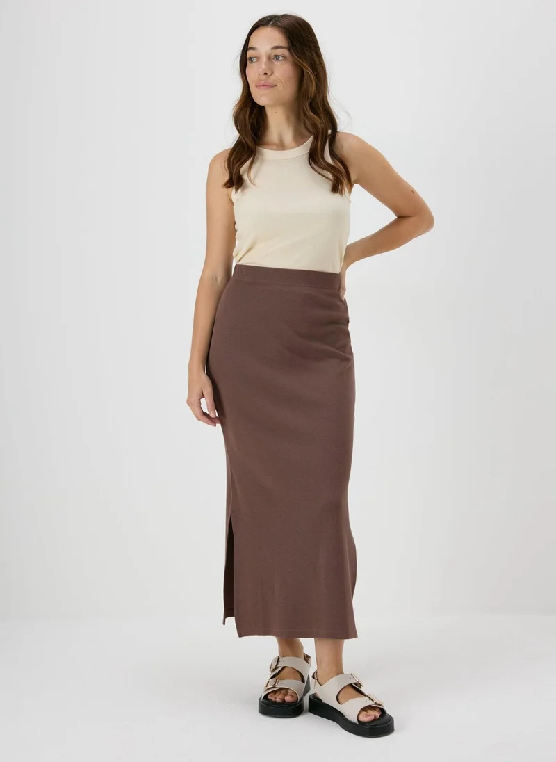 Matalan Brown Ribbed Midi Skirt