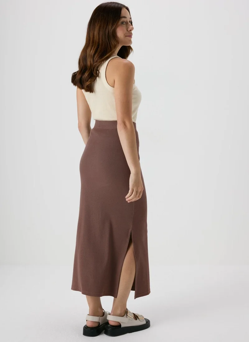Matalan Brown Ribbed Midi Skirt