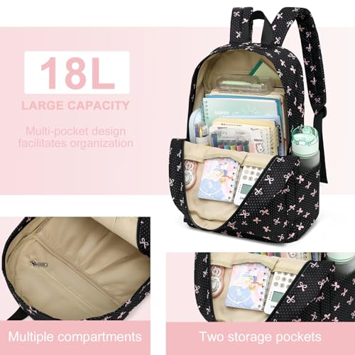 LEDAOU Backpack for Girls School Bag Kids Bookbag Teen Backpack Set Daypack with Lunch Bag and Pencil Case - Image 3