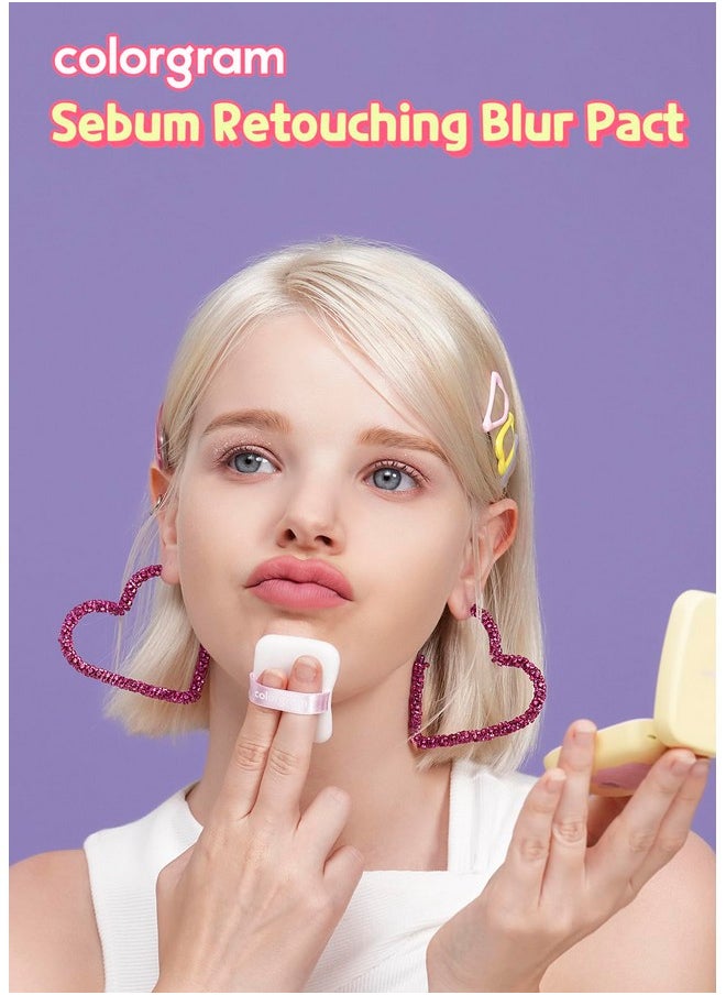 COLORGRAM - Sebum Retouching Blur Pact Porelesslooking Pressed Setting Face Powder For Normal To Oily Skin Provides Weightless Matte Finish With Soft Focus Effect (6.5G 0.22 Oz.) - Image 1