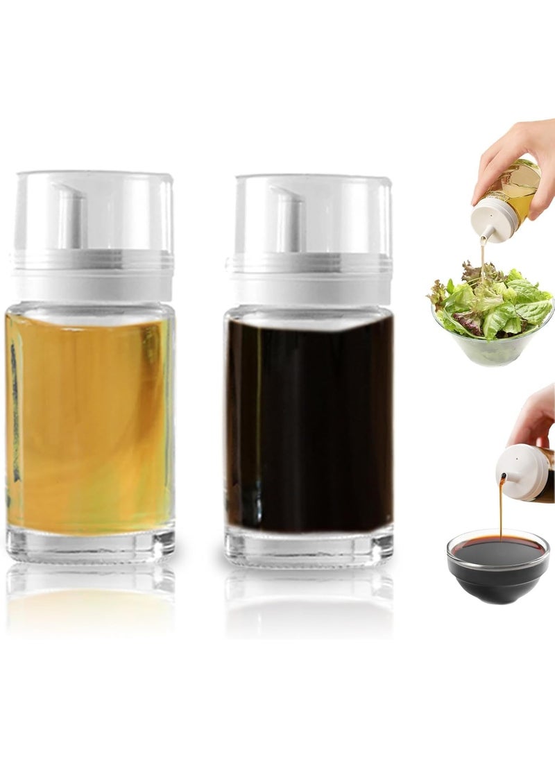 2 حزم مكافحة التسرب زجاجة صغيرة من الخل الزجاجي ، مجموعة زجاجة من الخل الزيت ، خالية من قطرات BPA خالية من حاوية زيت الطهي ، مختومة بإحكام ، لاستخدام المطبخ والشواء ، 3.4 أوقية - Image 1