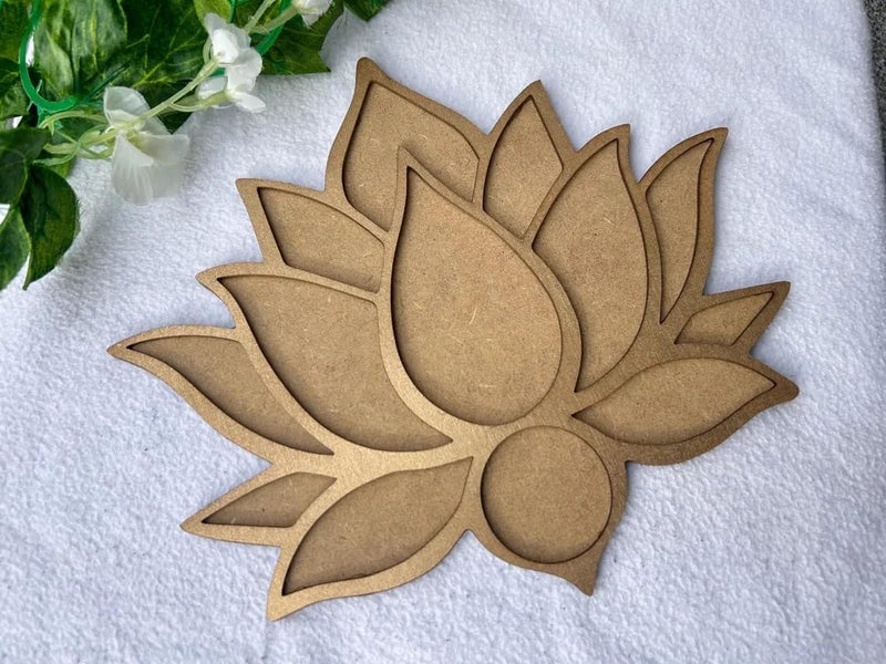 Haoser Wooden Lotus Flower Rangoli Stencil for Diwali – Eco-Friendly Reusable Pine MDF Template for Kids Crafts – 7.87 Inch, – Single Pcs – DIY Floor Art Stencil - Image 4