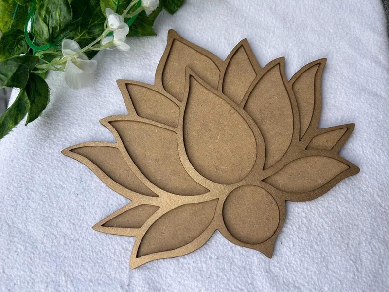 Haoser Wooden Lotus Flower Rangoli Stencil for Diwali – Eco-Friendly Reusable Pine MDF Template for Kids Crafts – 7.87 Inch, – Single Pcs – DIY Floor Art Stencil - Image 2