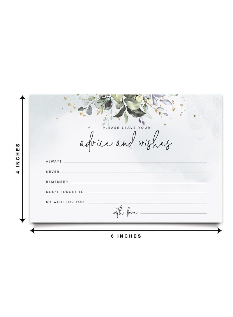 KASTWAVE Advice and Wishes Cards - 50 Heavyweight, Uncoated 4x6 Cards with Mad Libs Rustic Greenery Watercolor Theme for Weddings, Wedding Receptions, Bridal Showers - Image 3