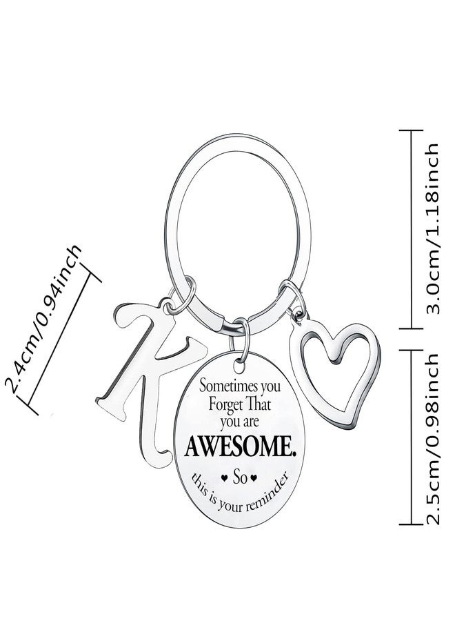 BESPMOSP Sometimes You Forget You're Awesome Letter Keyring Encouragement Initial Alphabet Keychain Inspirational Keychain (K) - Image 2