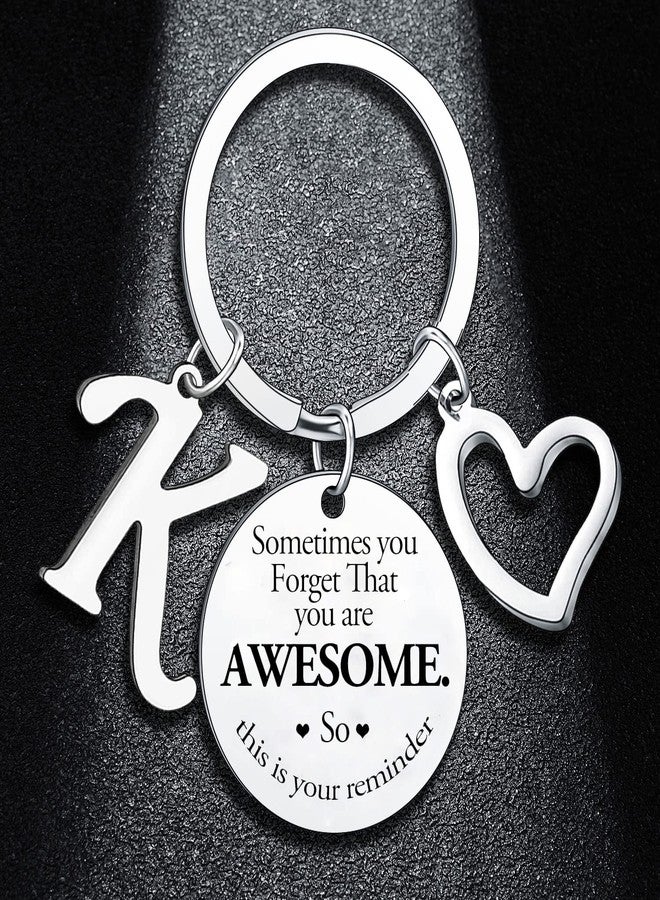 BESPMOSP Sometimes You Forget You're Awesome Letter Keyring Encouragement Initial Alphabet Keychain Inspirational Keychain (K) - Image 3
