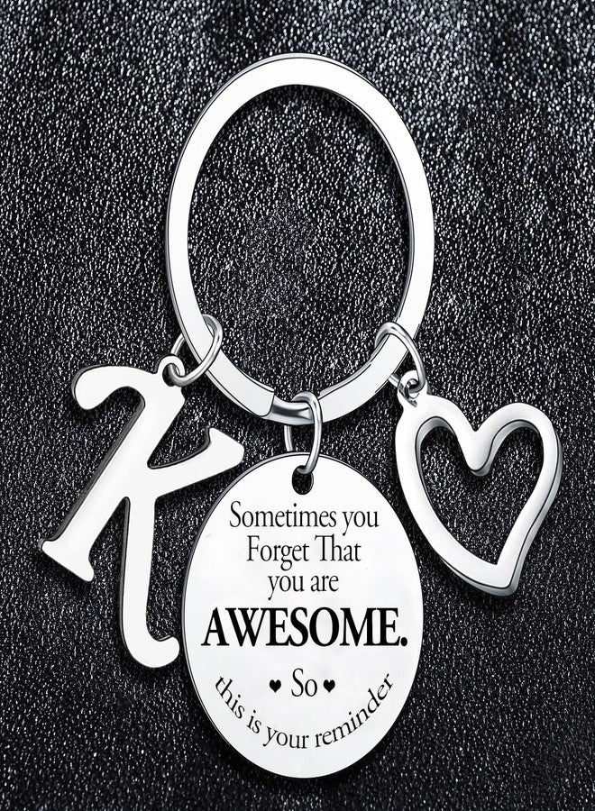 BESPMOSP Sometimes You Forget You're Awesome Letter Keyring Encouragement Initial Alphabet Keychain Inspirational Keychain (K) - Image 4