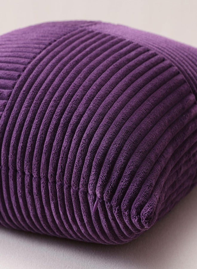 OTOSTAR Set of 1 Decorative Throw Pillow Cover Soft Corduroy Solid Lumbar Pillow Case Boho Striped Cross Patchwork Textured Cushion Cover for Sofa Car Patio Bedroom Living Room 12x20 Inch, Purple - Image 3