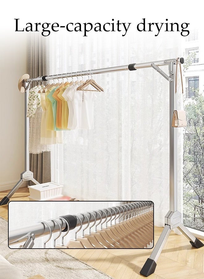 DUNISO 1.6M Clothes Drying Rack ,with Windproof Hooks and Windproof clip, Foldable Drying Rack,Stainless Steel   Laundry Stand for Indoor Outdoor - Image 5