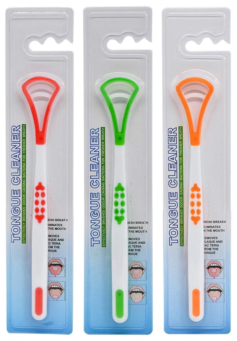 Calitate24 كاليتي24 مكشطة لسان، منظف لسان بلاستيكي لتقليل رائحة الفم الكريهة، أداة العناية الفموية مزدوجة الجوانب، عبوة من 3 - Image 1