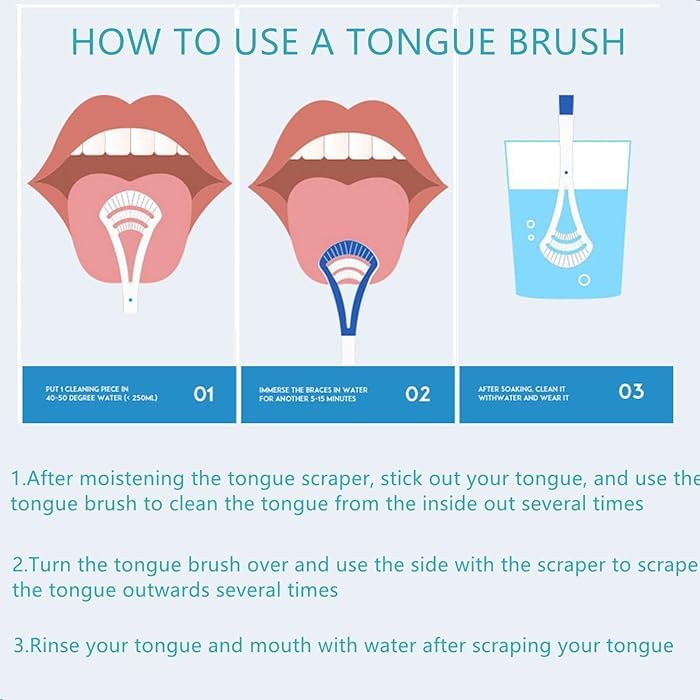 Calitate24 كاليتي24 مكشطة لسان، منظف لسان بلاستيكي لتقليل رائحة الفم الكريهة، أداة العناية الفموية مزدوجة الجوانب، عبوة من 3 - Image 5