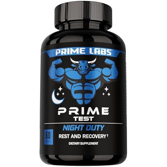 Prime Labs Night Duty - Nighttime Testosterone Booster & Sleep Support - PM Rest & Muscle Recovery Supplements - 60 Count - Image 1