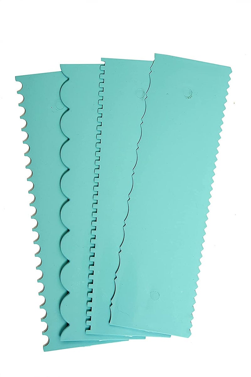 INKULTURE Plastic Tall Cake Scraper Cutter Tool for Icing and Decoration Size 86 inch X 26 inch 04 Pcs Sky Blue - Image 1