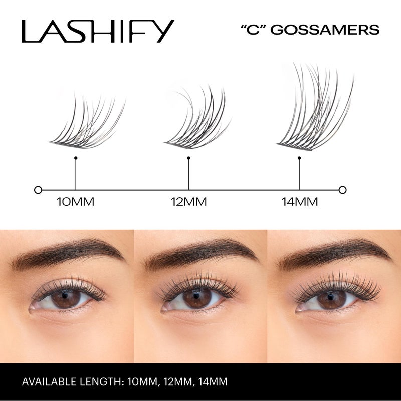 Lashify Curl 10mm Gossamer DIY Eyelash Extensions Refill, Black, Easy False Eyelashes for a Natural Look - Image 4