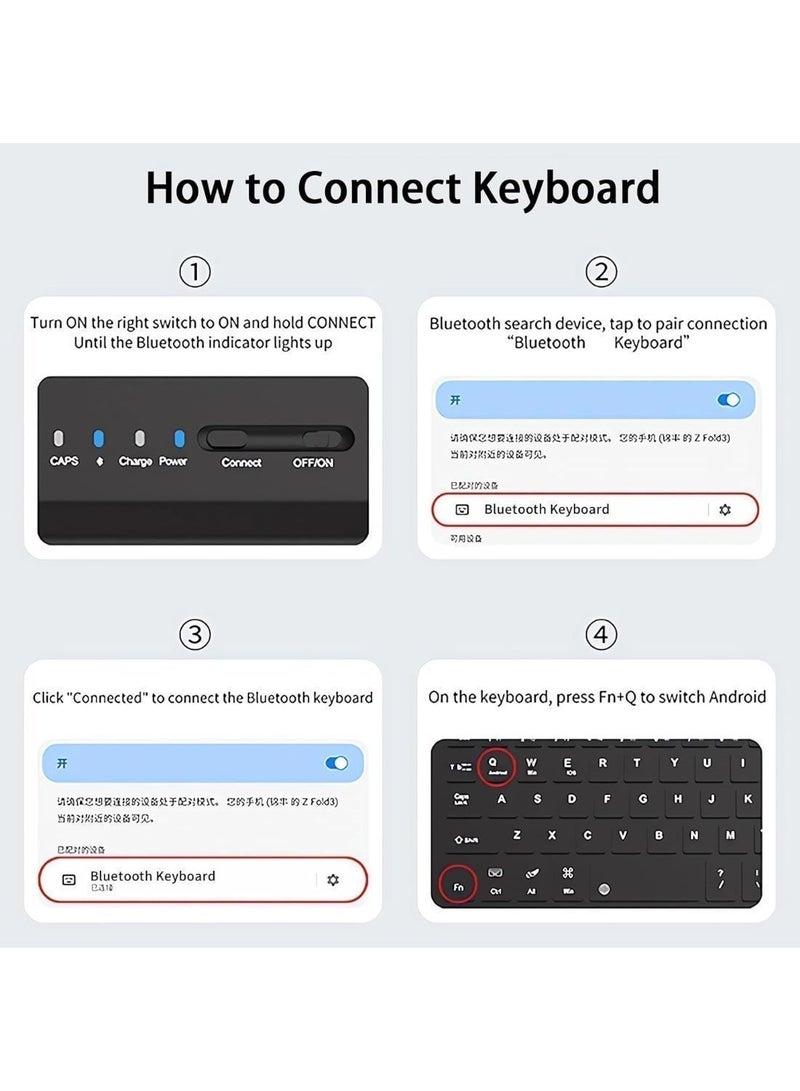 موز Fold7 Keyboard Case, Mouse and Stylus Pen with Phone Holder Metal Folding Case, Wireless Keyboard, Stylus Pen Holder, Carbon Fiber Black Fold7 - Image 2