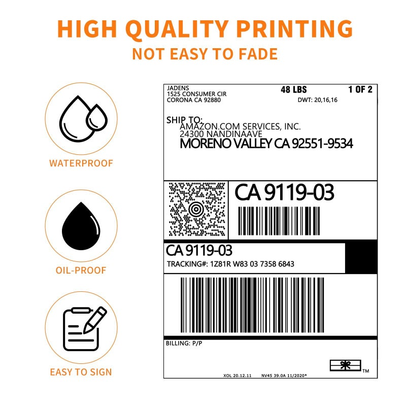 JADENS Thermal Shipping Labels 4x6-350 Labels(4 Rolls), Compatible with Rollo, Brother, Zebra and Most Thermal Printer, Perforated, Commercial Grade, Doesn't Compatible with Dymo - Image 5