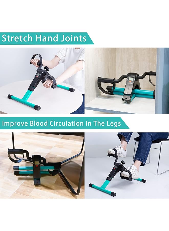 Uten Folding Pedal Exerciser Mini Exercise Bike Portable Foot Peddler Desk Bike For Leg And Arm Exercisers Adjustable Sitting Workout With Electronic Display - Image 5