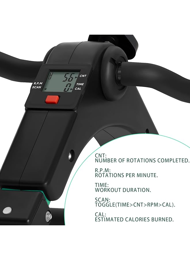 Uten Folding Pedal Exerciser Mini Exercise Bike Portable Foot Peddler Desk Bike For Leg And Arm Exercisers Adjustable Sitting Workout With Electronic Display - Image 4