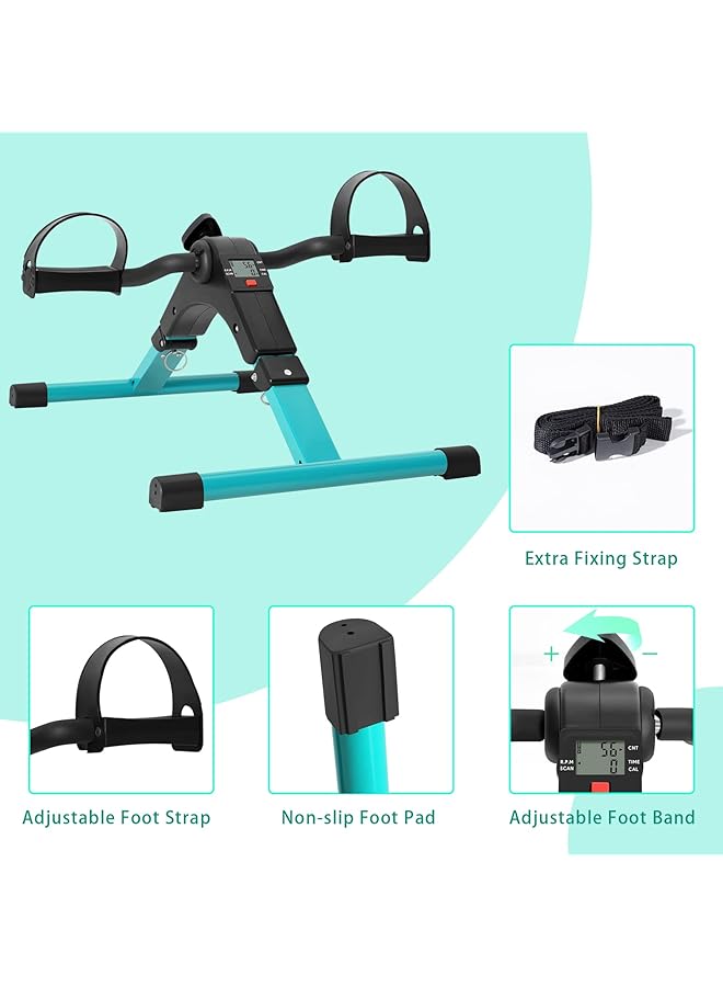 Uten Folding Pedal Exerciser Mini Exercise Bike Portable Foot Peddler Desk Bike For Leg And Arm Exercisers Adjustable Sitting Workout With Electronic Display - Image 3