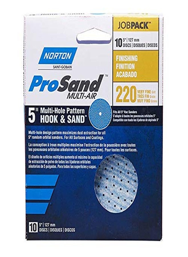 Norton 5" Norton 03218 ProSand Multi-Hole Hook & Sand Center Hole Vacuum Discs, 220-Grit, Very Fine, 10-Pack - Image 2