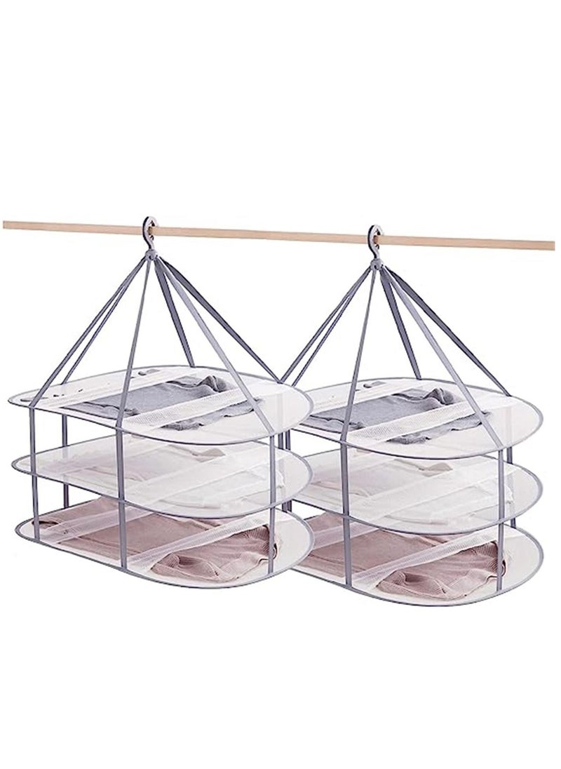 Generic - 3 Layers Folding Clothes Drying Rack, Collapsible Sweater Drying Rack, Mesh Hanging Air Dryer for T-Shirt Swimsuit Food, with Internal Fixation (30X30.7X24 in/2PCS) - Image 1