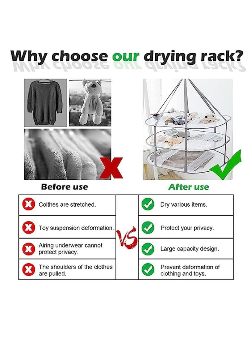 Generic - 3 Layers Folding Clothes Drying Rack, Collapsible Sweater Drying Rack, Mesh Hanging Air Dryer for T-Shirt Swimsuit Food, with Internal Fixation (30X30.7X24 in/2PCS) - Image 1