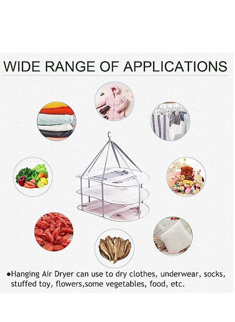 Generic - 3 Layers Folding Clothes Drying Rack, Collapsible Sweater Drying Rack, Mesh Hanging Air Dryer for T-Shirt Swimsuit Food, with Internal Fixation (30X30.7X24 in/2PCS) - Image 1